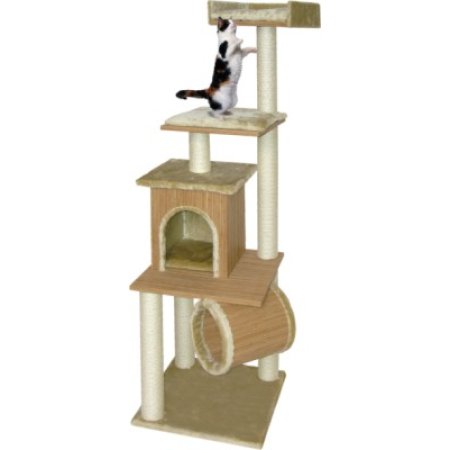 PROFIZOO Odpočívadlo Cat tree Bamboo III 164 cm bambus-béžovo-biela