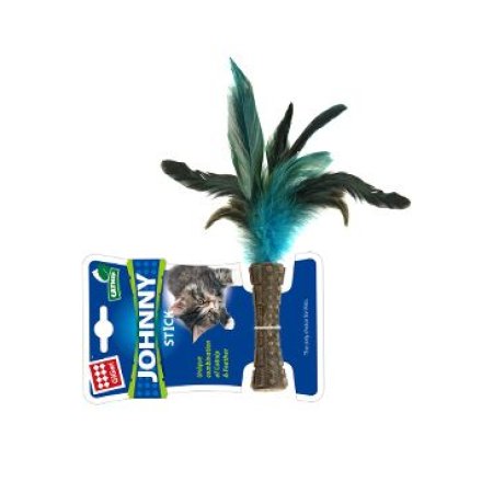 Hračka mačka GiGwi Johnny Stick Catnip s modrými peria