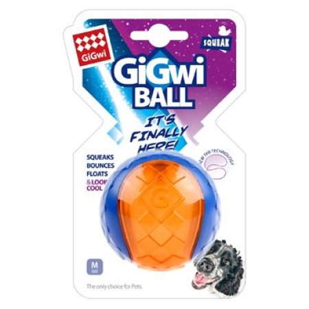 Hračka pes GiGwi Ball loptička M transparentná modro/oran