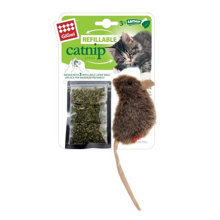 Hračka mačka GiGwiCatnip Myška s 3 sáč. vým. náplní