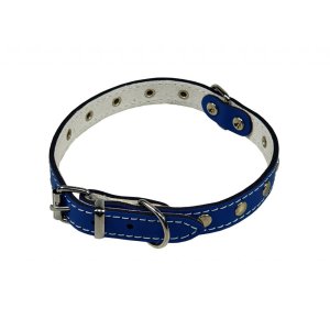 PROFIZOO Obojok STELLA podšitý filcom zdobený nitmi (12 mm x 30 cm) modrá