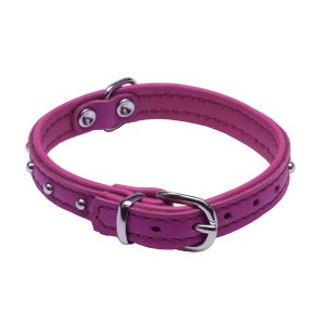 PROFIZOO Obojok DENYS koža zdobený (14 mm x 32 cm) fuchsie