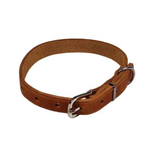 BAFPET Obojok ZUBR mastná koža (25 mm x 60 cm) koňak