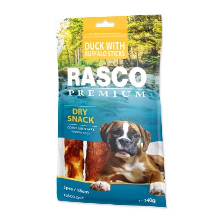 Pochúťka RASCO Premium 3 tyčinky buvolia obalené kačacím mäsom
