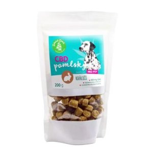 CBD maškrty pre psov králičie 200g