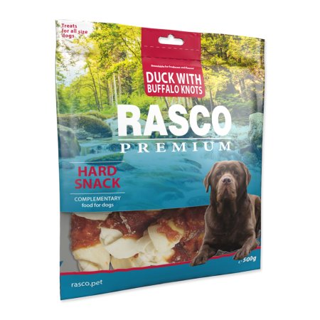 Pochúťka RASCO Premium uzle byvolí 5cm s kačacím mäsom 500g