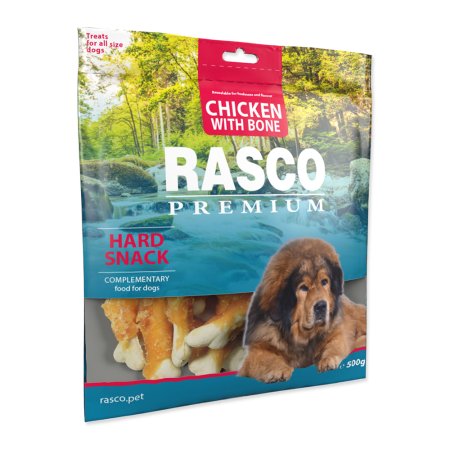 Pochúťka RASCO Premium kosti obalené kuracím mäsom 500g