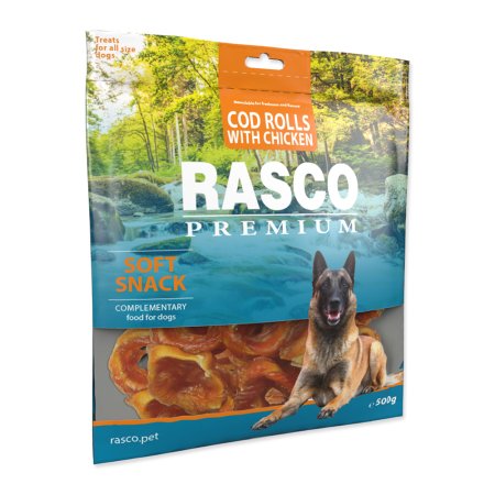 Pochúťka RASCO Premium tresčie rolky obalené kuracím mäsom 500g