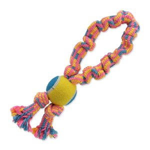 Preťahovadlo DOG FANTASY farebné + tenisák vzor 2, 2 knôty - 32 cm