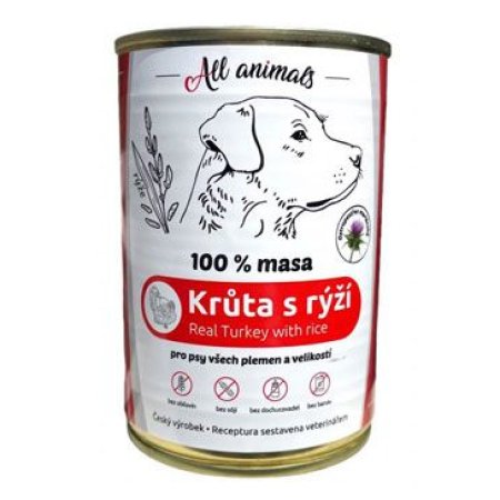 All Animals DOG Morčacie mleté s ryžou 400g