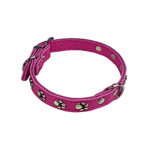 PROFIZOO Obojok zdobený labkami (12mm x 30cm; O 12mm x 23-28cm) fuchsie