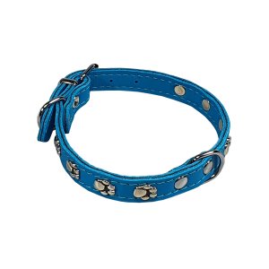 PROFIZOO Obojok zdobený labkami (16mm x 40cm; O 16mm x 32-38cm) tyrkysová