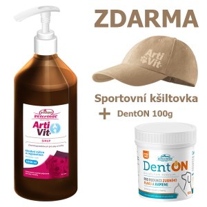 VITAR Veterinae Artivit Sirup 1000 ml + DentOn 100 g + šiltovka béžová