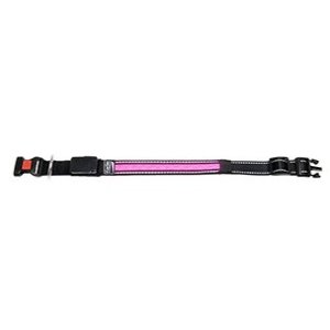 Flamingo LED nylonový obojok ružový s USB nabíjaním, 48cm