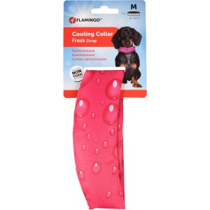 Flamingo Chladiaci obojok pre psov vzor kvapky fuchsia M 28-36cm