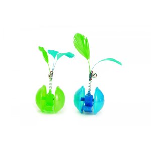 Beeztees Hračka pre mačky plastové kyvadlo okrúhle s pierkom 5cm