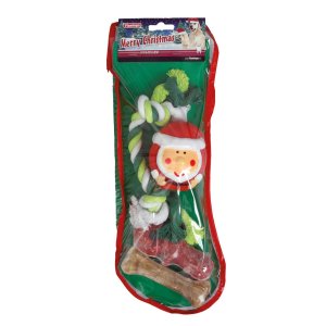 Flamingo Vianočná ponožka pre psov - set hračky s maškrtami