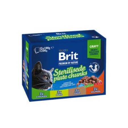 Brit Premium Cat vrecko Sterilised Plate 1200g (12x100g)