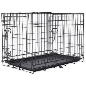 Klietka DOG FANTASY skladacia čierna M - 2x dvere 75 x 46 x 53 cm