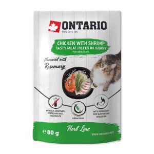 Vrecko ONTARIO Cat Herb - Chicken with Shrimps, Rice and Rosemary 80 g