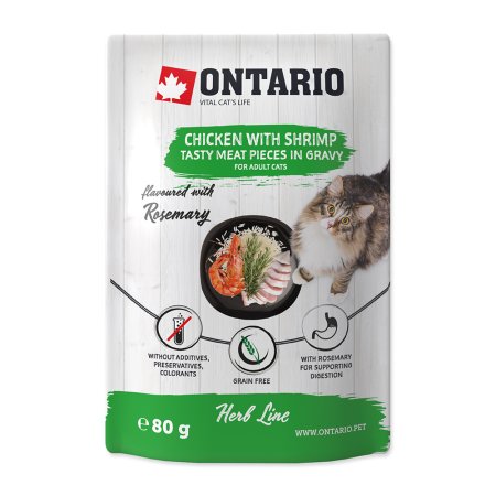 Vrecko ONTARIO Cat Herb - Chicken with Shrimps, Rice and Rosemary 80 g