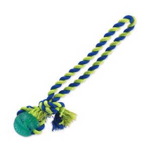 Hračka DOG FANTASY DENTAL MINT loptička hádzacia s povrazom zelená 5x30cm