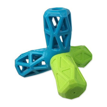 Hračka DOG FANTASY geometrická pískacia modro-zelená 12,9x1,2x10,2cm