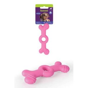 Hračka pes Aroma Kosť malá, ružová 14cm