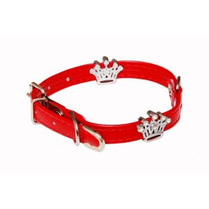 PROFIZOO Obojok DOG s KORUNKAMA (10mm x 32cm) červená (POPRASKANÝ)
