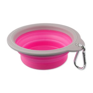 Cestovná miska DOG FANTASY skladacia ružová S