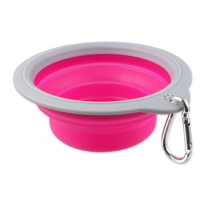 Cestovná miska DOG FANTASY skladacia ružová M