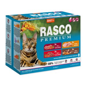 Kapsičky RASCO Premium Cat Pouch Adult - 3x beef, 3x veal, 3x moriak , 3x duck 1020g