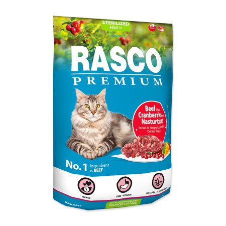 RASCO Premium Cat Kibbles Sterilized, Beef, Cranberries, Nasturtium 400 g