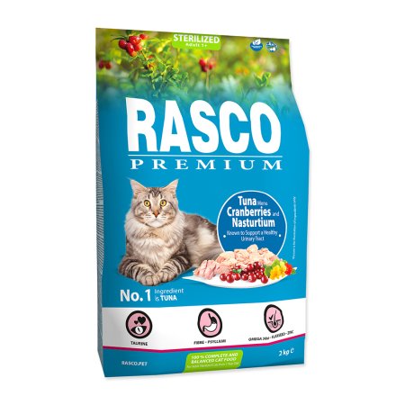 RASCO Premium Cat Kibbles Sterilized, Tuna, Cranberries, Nasturtium 2 kg