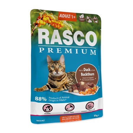 Vrecko RASCO Premium Cat Pouch Adult, Duck, Buckthorn