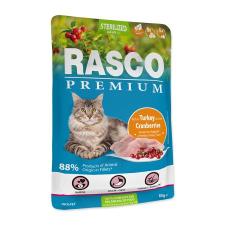 Vrecko RASCO Premium Cat Pouch Sterilized, Turkey, Cranberries