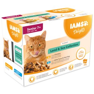 Kapsička IAMS Delights senior morské a suchozemské mäso v omáčke (12 x 85g)