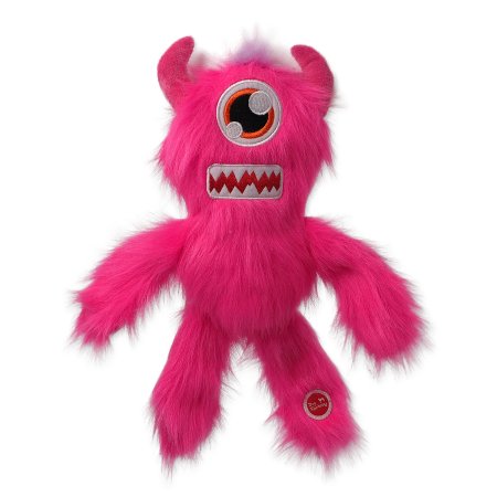 Hračka DOG FANTASY Monsters chlpaté jednooké strašidlo pískacie ružové 35cm