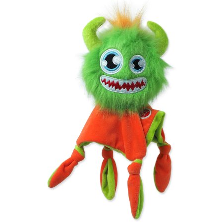 Hračka DOG FANTASY Monsters chlpaté strašidlo zelené pískacie s dečkou 28cm