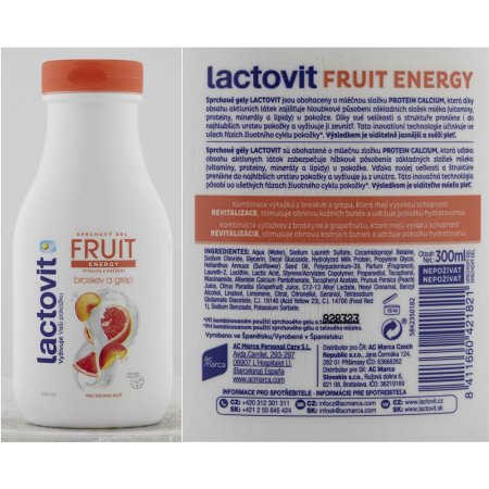 Lactovit Fruit energy sprchový gél broskyňa a grep 300 ml