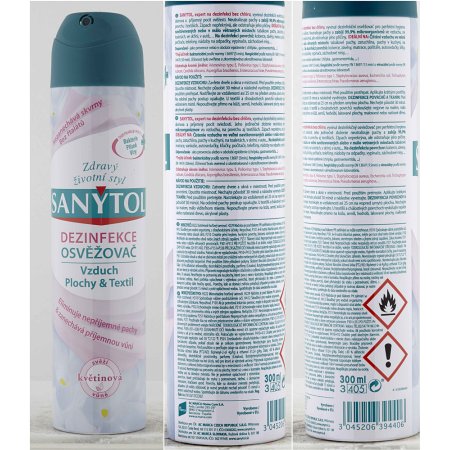 Sanytol dezinfekcia osviežovač vzduchu plôch a textílií kvetinová vôňa 300 ml