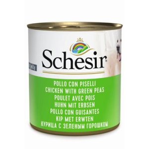Schesir Dog konz. Adult kura/hrášok 285g