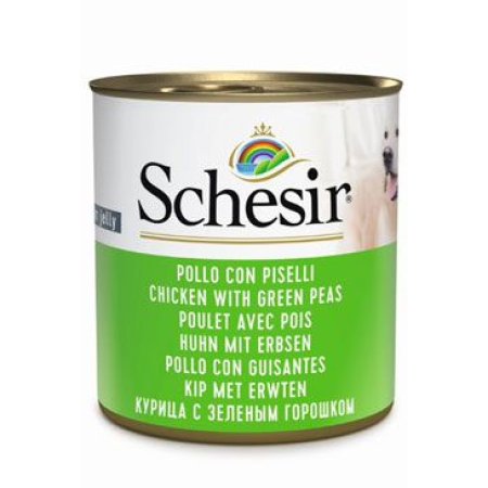 Schesir Dog konz. Adult kura/hrášok 285g