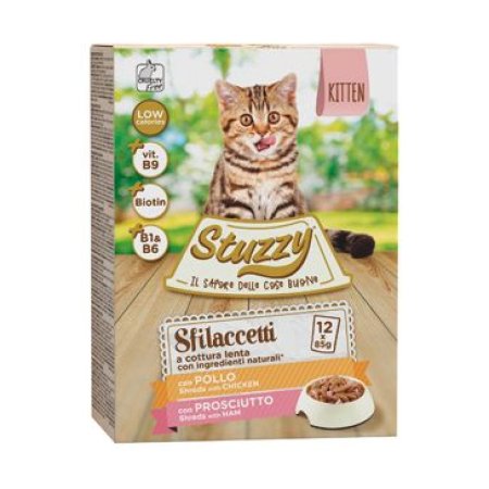 Stuzzy Cat vrecko Kitten kura/šunka 12X85G