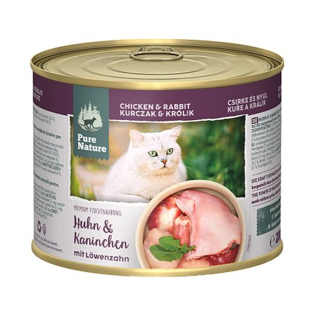 Pure Nature Cat Adult konzerva Kurča a Králik s púpavou 200g