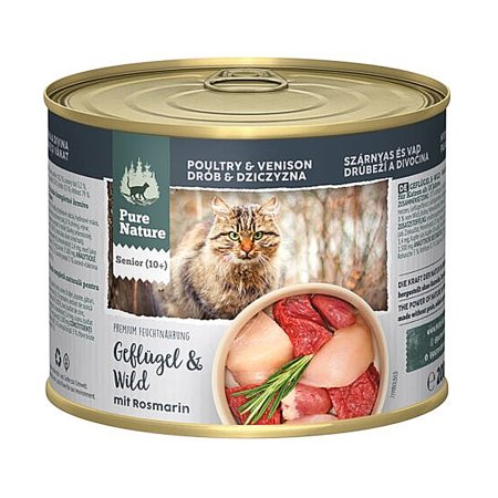 Pure Nature Cat Senior konzerva Hydinová a Zverina s rozmarínom 200g