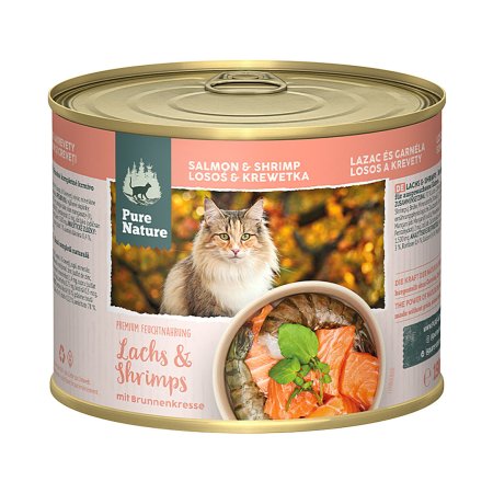 Pure Nature Cat Adult konzerva Losos a Krevety s žeruchou 190g