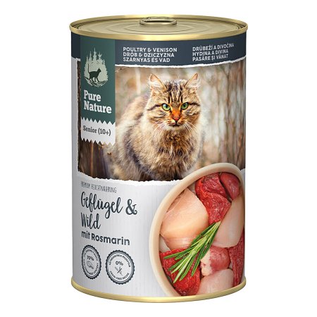 Pure Nature Cat Senior konzerva Hydinová a Zverina s rozmarínom 400g