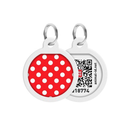 WAUDOG múdra ID známka s QR tagom Červená s bodkami