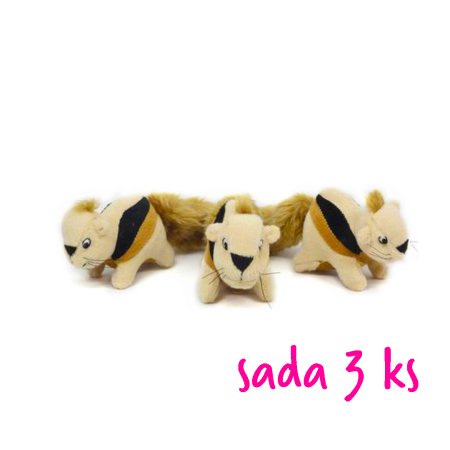Plyšové veveričky 3ks - hračka pre malých psov